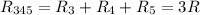 R_{345} = R_{3} + R_{4} + R_{5} = 3R