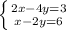 \left \{ {{2x-4y=3} \atop {x-2y=6}} \right.