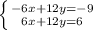 \left \{ {{-6x+12y=-9} \atop {6x+12y=6}} \right.