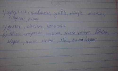 1 Use the wordlist to find: 1 eight musical instruments you play with your hands accordion, ... 2 fo