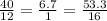 \frac{40}{12} = \frac{6.7}{1} =\frac{53.3}{16}