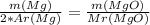 \frac{m(Mg)}{2*Ar(Mg)} =\frac{m(MgO) }{Mr(MgO)}