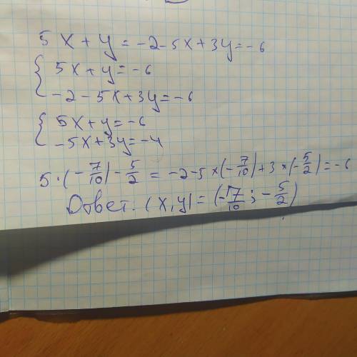 5х+у = -2- 5 x + 3y = -6 ​