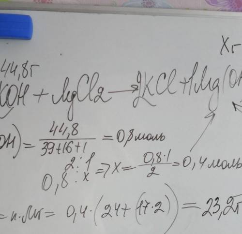 ОЧЕНЬ Яка маса осаду утвориться в результаті взаємодії 44,8г калій гідроксиду з достатньою кількістю
