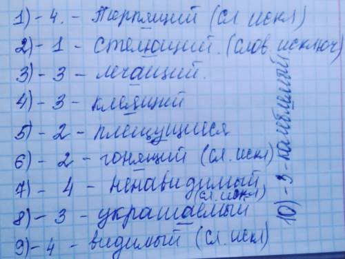 Тест по теме «Правописание суффиксов причастий» Вариант 1 1. Укажите слово с суффиксом -ЯЩ-. 1) ла..