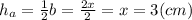 h_a = \frac{1}{2} b = \frac{2x}{2} = x = 3 (cm)