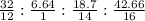 \frac{32}{12} : \frac{6.64}{1} : \frac{18.7}{14}} : \frac{42.66}{16}