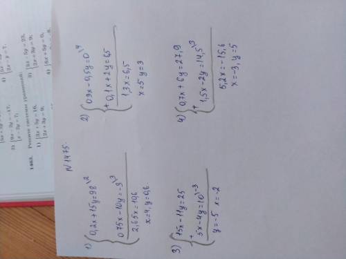 1475. Найдите решение систем уравнений сложения:1) J0, 2x +15y = 9, 8,3) [15x — 11y = 25,[0, 75х – 1