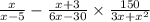 \frac{x}{x - 5} - \frac{x + 3}{6x - 30} \times \frac{150}{3x + {x}^{2} }