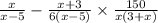 \frac{x}{x - 5} - \frac{x + 3}{6(x - 5)} \times \frac{150}{x(3 + x)}