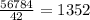 \frac{56784}{42}= 1352