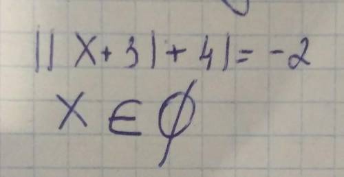 Решите уравнение ||x+3|+4|=-2