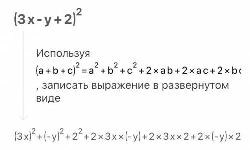 Преобразуйте выражение в многочлен (3x-y+2)^2