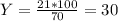 Y=\frac{21*100}{70} = 30