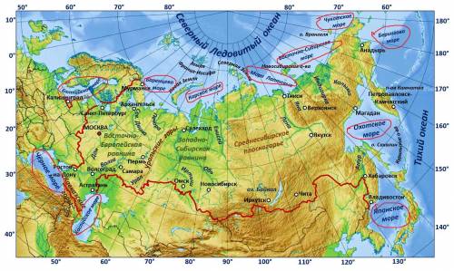 Моря на карте для 2 класса