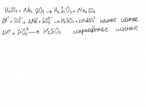 Сокращенное ионное уравнение реакции 2H(+) + SiO3(2-) = H2SiO3 соответствует взаимодействию:1) серн