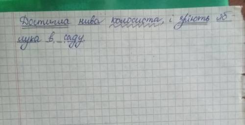 Роставити розділові знаки і підкреслити головні та другорядні члени Достигла нива колосиста і зріють