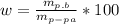 w = \frac{m_{p.b}}{m_{p-pa}}*100