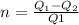 n = \frac{Q_{1} - Q_{2}}{Q{1}}