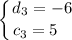 \displaystyle \left \{ {{d_3=-6} \atop {c_3=5\; \; \;}} \right.