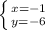 \left \{ {{x=-1} \atop {y=-6}} \right.