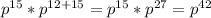 p^{15} *p^{12+15} =p^{15} *p^{27} =p^{42}