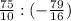 \frac{75}{10} : (-\frac{79}{16} )