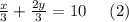 \frac x3+\frac{2y}3=10\;\;\;\;\;(2)