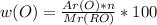 w(O) = \frac{Ar(O)*n}{Mr(RO)}*100