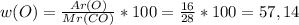 w(O) = \frac{Ar(O)}{Mr(CO)}*100 = \frac{16}{28}*100 = 57,14