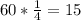 60*\frac{1}{4}=15