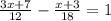 \frac{3x+7}{12} -\frac{x+3}{18} =1