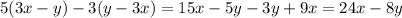 5(3x-y)-3(y-3x)=15x-5y-3y+9x=24x-8y