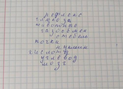 Создайте кроссворд из 10 слов по курсу биологии 6 класса