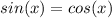 sin (x)= cos (x)