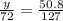 \frac{y}{72} =\frac{50.8}{127}