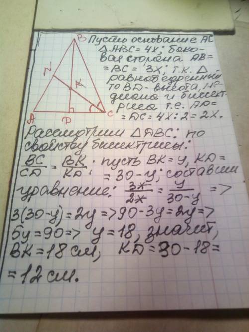 Основа рівнобедреного трикутника відноситься до його бічної сторони як 4:3 ,а висота,проведена до ос