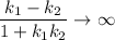 \dfrac{k_1-k_2 }{1+k_1k_2 }\rightarrow \infty