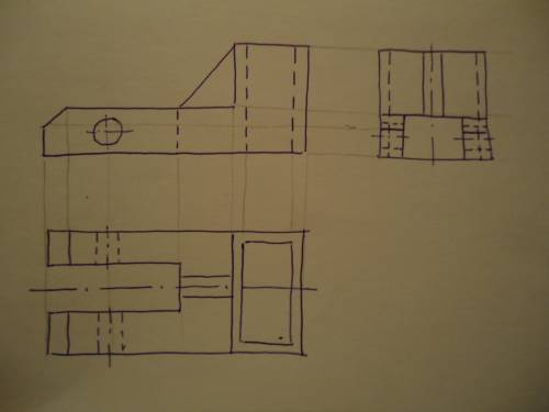 Черчение 8 класс.На формате начертить три вида этой детали (вид спереди, вид сверху и вид сбоку, в м