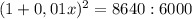 (1+0,01x)^2=8640:6000