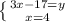 \left \{ {{3x-17=y} \atop {x=4}} \right.