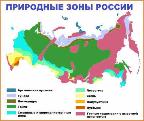 Наибольшую площадь территории России занимает природная зона ? (Степь, Пустыня, Тундра или Тайга)