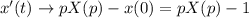 x'(t)\rightarrow pX(p)-x(0)=pX(p)-1