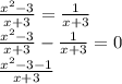 \frac{{x}^{2} - 3}{x + 3} = \frac{1}{x + 3} \\ \frac{ {x}^{2} - 3 }{x + 3} - \frac{1}{x + 3} = 0 \\ \frac{ {x}^{2} - 3 - 1}{x + 3}