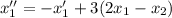 x_1''=-x_1'+3(2x_1-x_2)