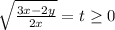 \sqrt{\frac{3x-2y}{2x}}=t\geq 0