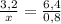 \frac{3,2}{x}=\frac{6,4}{0,8}