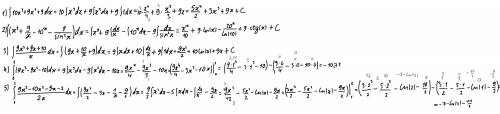 решить Найти интегралы 1. ∫(10x^3+9x^2+9)dx 2. ∫(x^9+9/x-10^x-9/(sin^2 x))dx3. ∫(9x^2+9x+10)/x dx4.