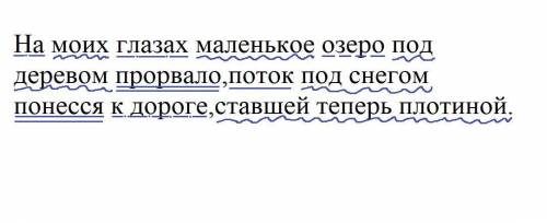 На моих глазах маленькое озеро под деревом прорвало,поток под снегом понесся к дороге,ставшей теперь