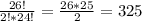 \frac{26!}{2!*24!} =\frac{26*25}{2} =325